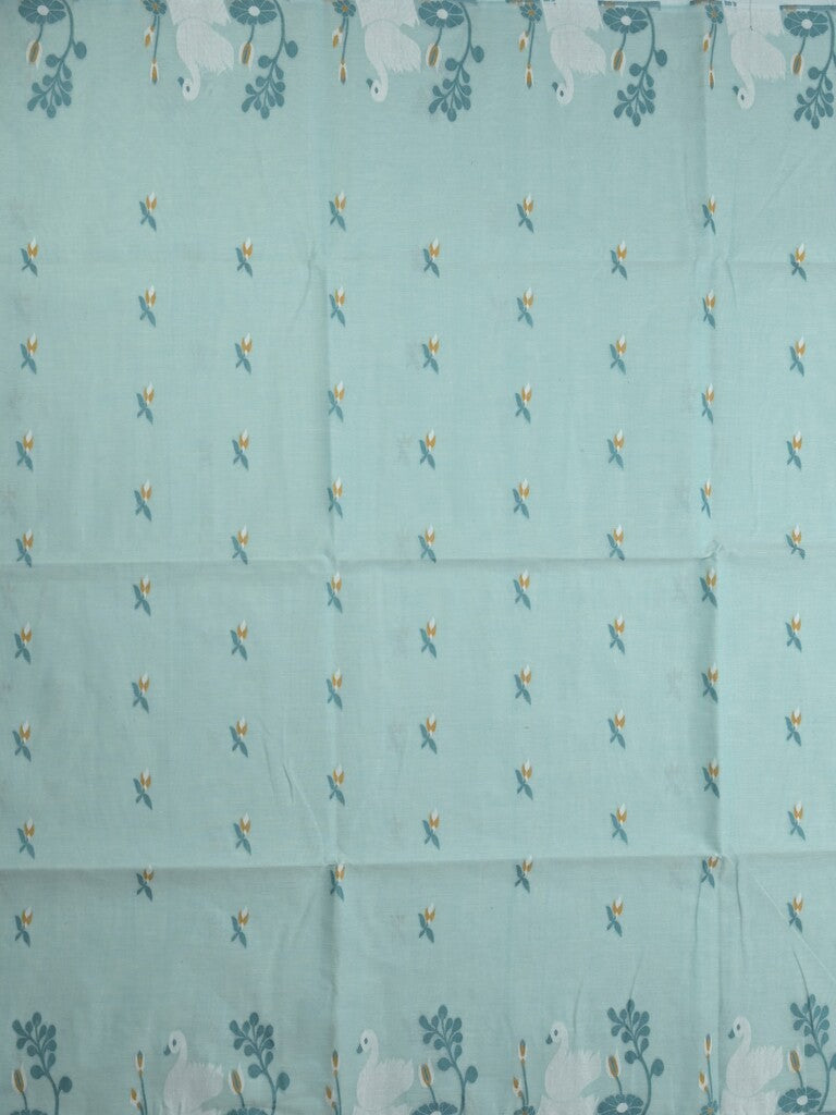 Jamdani cotton saree light blue color allover weaves & weaving border with weaving pallu and plain blouse