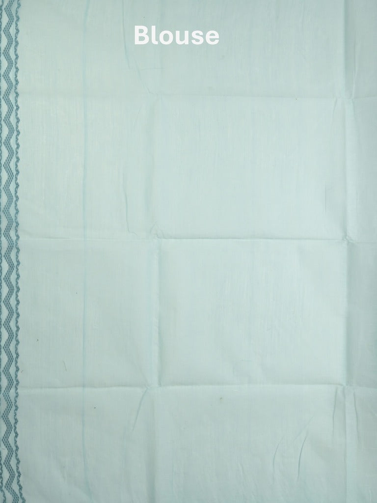Jamdani cotton saree light blue color allover weaves & weaving border with weaving pallu and plain blouse