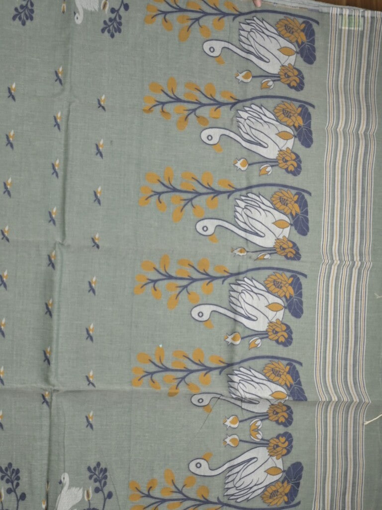 Jamdani cotton saree grey color allover weaves & weaving border with weaving pallu and plain blouse