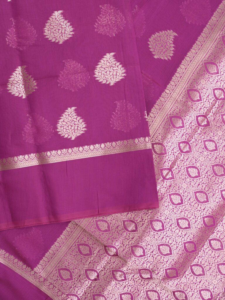 Chanderi saree for women | Maroon | Party wear | Zari border