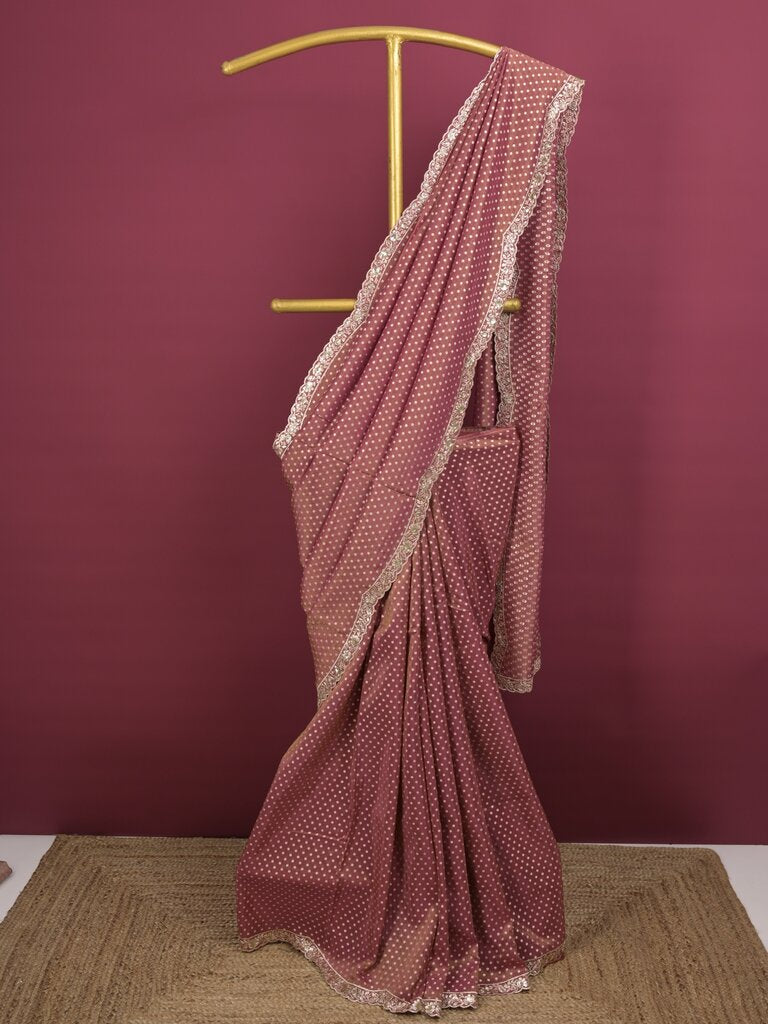 Dola tissue saree for women | Pink | Party wear | Cutwork border