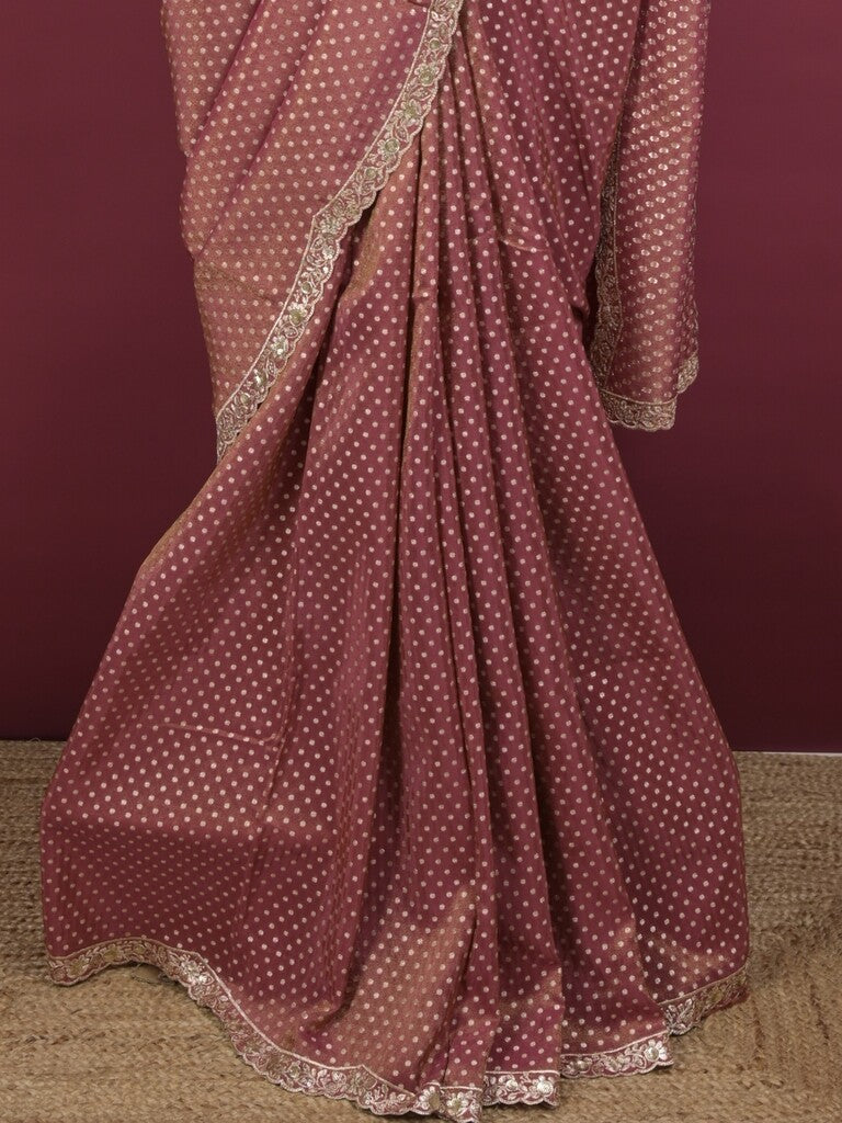 Dola tissue saree for women | Pink | Party wear | Cutwork border