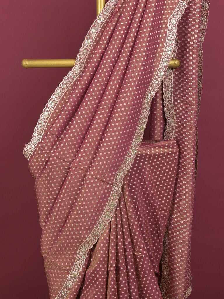 Dola tissue saree for women | Pink | Party wear | Cutwork border