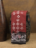 Maheshwari cotton saree maroon color allover prints & printed border with contrast pallu and plain blouse
