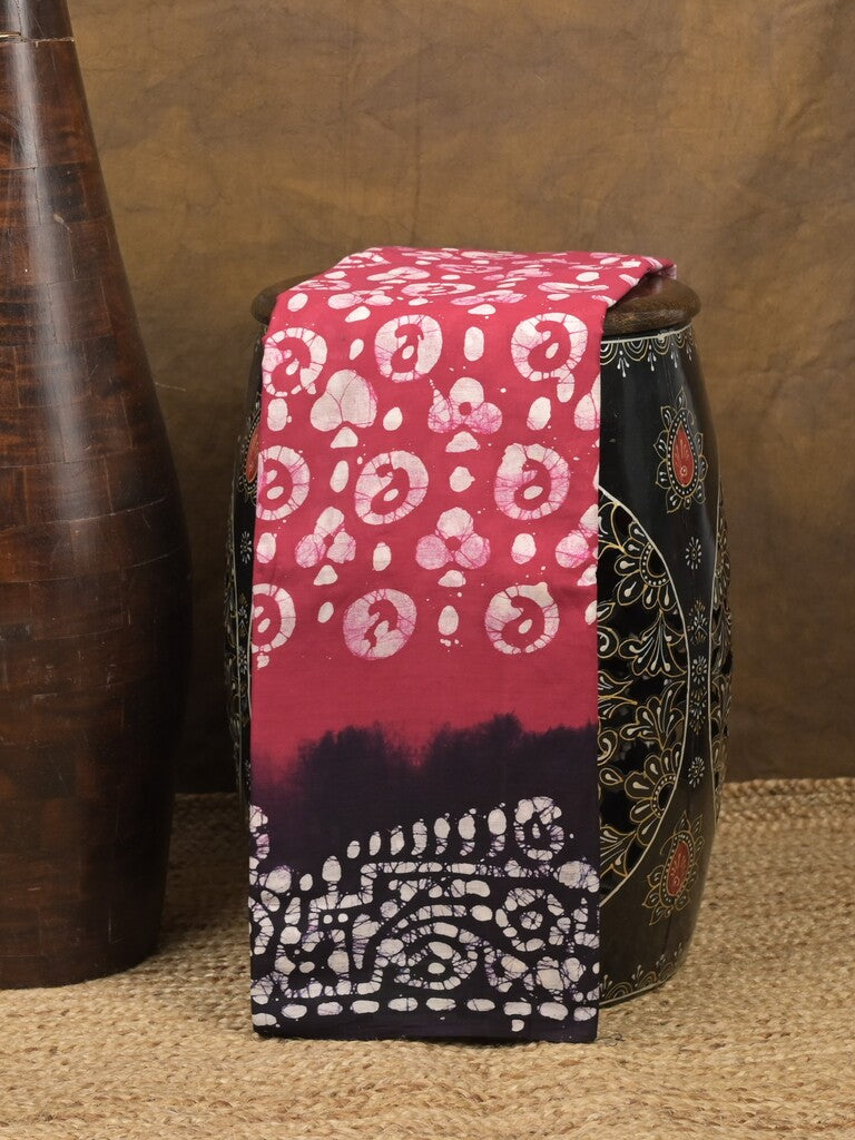 Maheshwari cotton saree pink color allover prints & printed border with contrast pallu and plain blouse