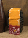 Maheshwari cotton saree yellow color allover prints & printed border with contrast pallu and plain blouse