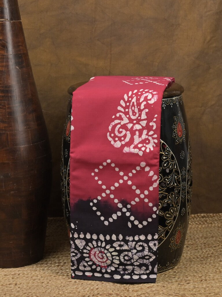 Maheshwari cotton saree pink color allover prints & printed border with contrast pallu and plain blouse
