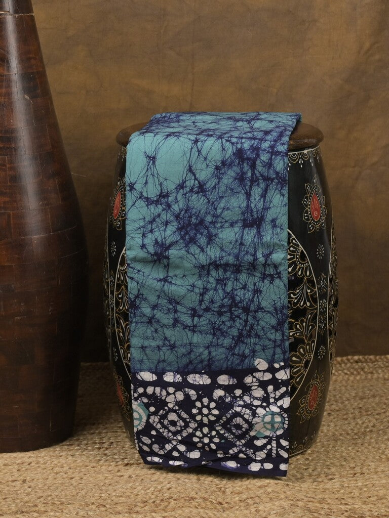 Maheshwari cotton saree light blue color allover prints & printed border with contrast pallu and plain blouse