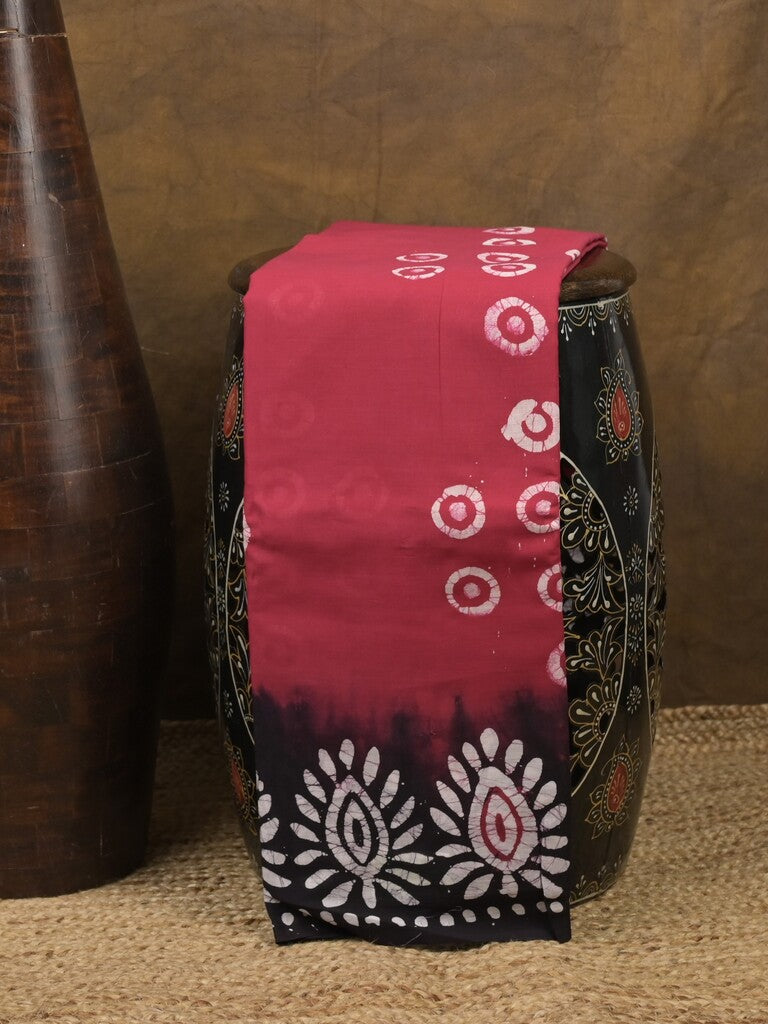 Maheshwari cotton saree cherry pink color allover prints & printed border with contrast pallu and plain blouse