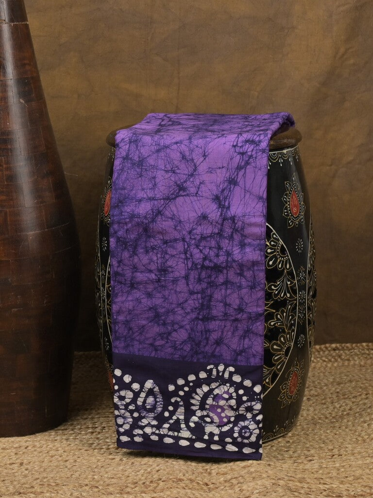 Maheshwari cotton saree purple color allover prints & printed border with contrast pallu and plain blouse