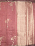 Chanderi tissue saree for women | Pink | Party wear | Zari border