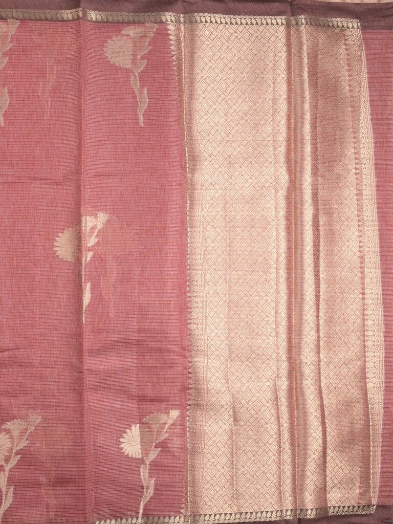 Chanderi tissue saree for women | Pink | Party wear | Zari border