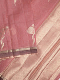 Chanderi tissue saree for women | Pink | Party wear | Zari border