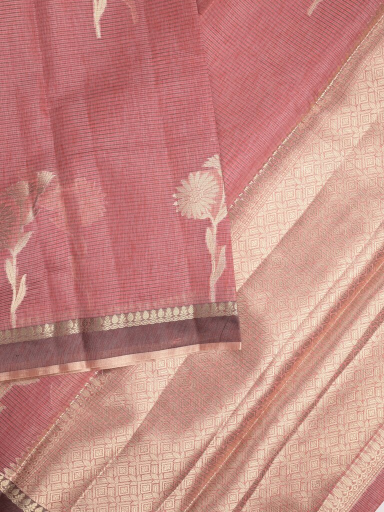 Chanderi tissue saree for women | Pink | Party wear | Zari border