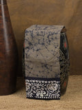 Maheshwari cotton saree grey color allover prints & printed border with contrast pallu and printed blouse
