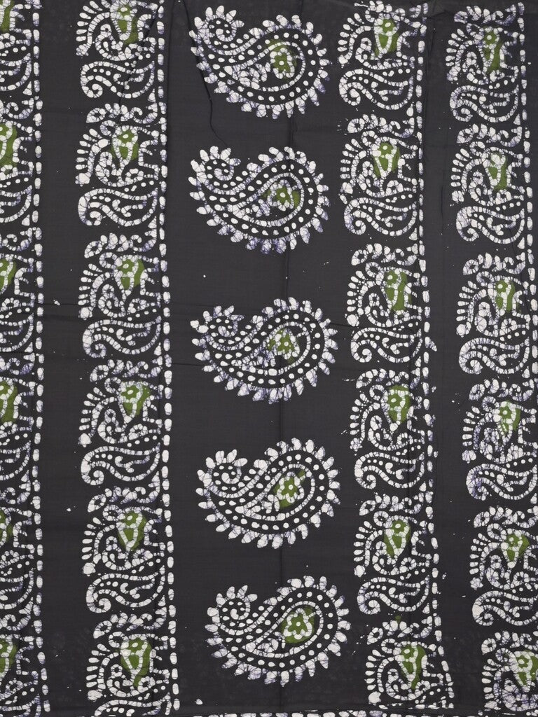 Maheshwari cotton saree dark green color allover prints & printed border with contrast pallu and plain blouse