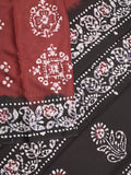 Maheshwari cotton saree maroon color allover prints & printed border with contrast pallu and plain blouse