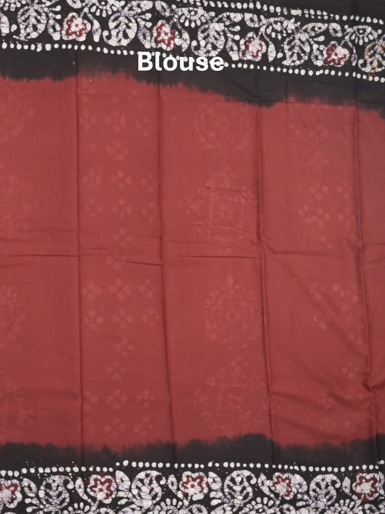 Maheshwari cotton saree maroon color allover prints & printed border with contrast pallu and plain blouse