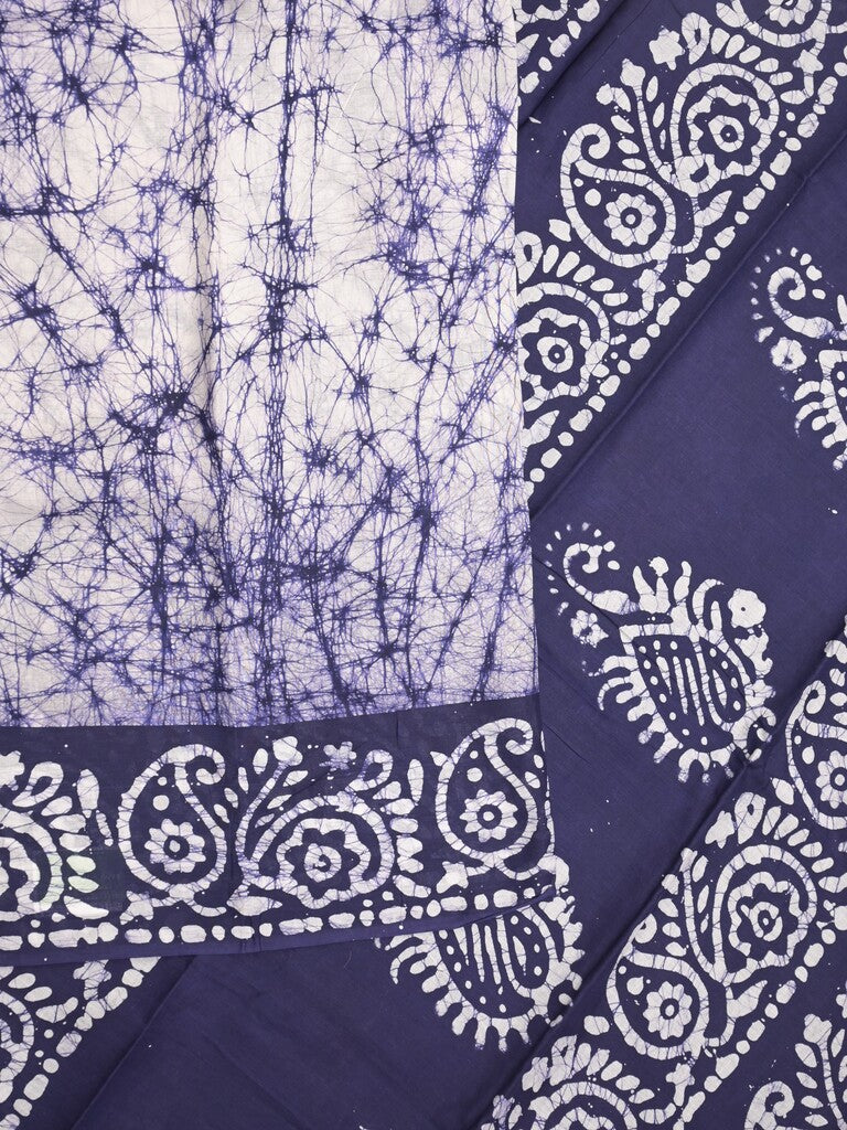 Maheshwari cotton saree white color allover prints & printed border with contrast pallu and plain blouse
