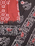 Maheshwari cotton saree red color allover prints & printed border with contrast pallu and plain blouse