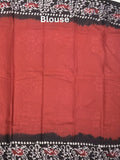 Maheshwari cotton saree red color allover prints & printed border with contrast pallu and plain blouse
