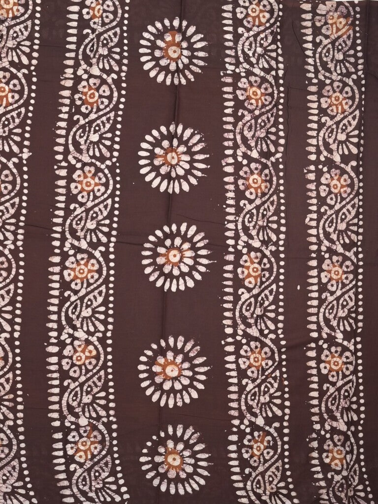 Maheshwari cotton saree brown color allover prints & printed border with contrast pallu and plain blouse