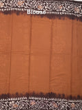 Maheshwari cotton saree brown color allover prints & printed border with contrast pallu and plain blouse