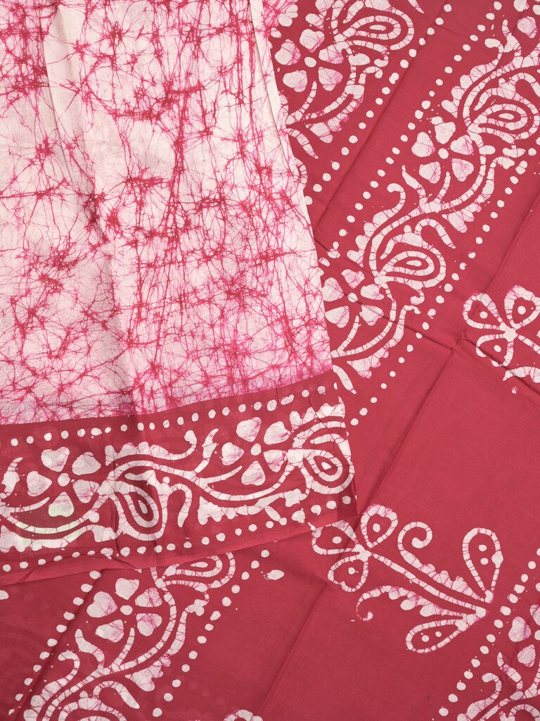 Maheshwari cotton saree white color allover prints & printed border with contrast pallu and plain blouse