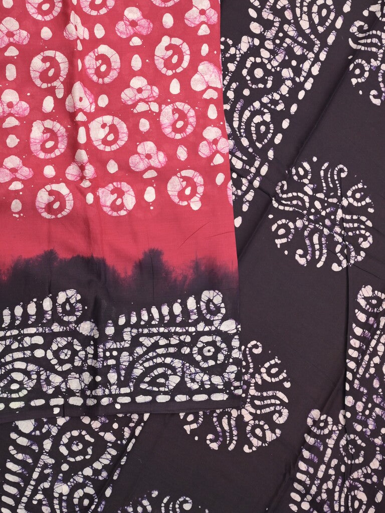 Maheshwari cotton saree pink color allover prints & printed border with contrast pallu and plain blouse