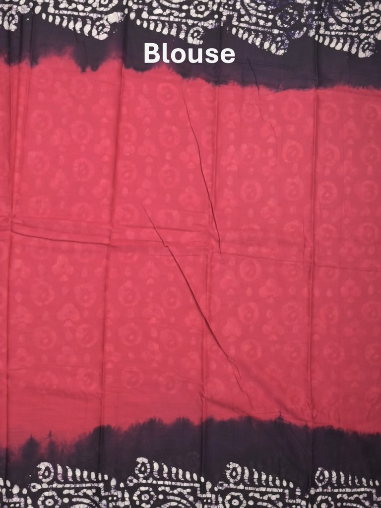 Maheshwari cotton saree pink color allover prints & printed border with contrast pallu and plain blouse