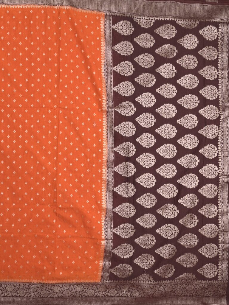 Kora georgette saree for women | Orange | Party wear | Zari border