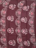 Maheshwari cotton saree dark pink color allover prints & printed border with contrast pallu and printed blouse
