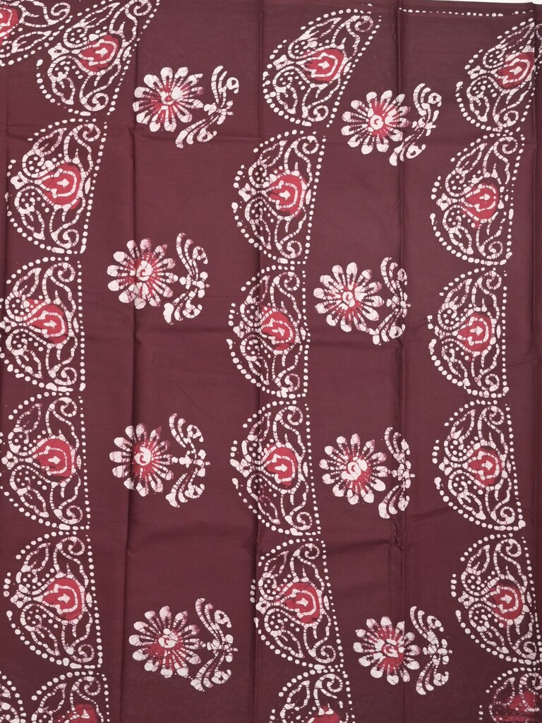Maheshwari cotton saree dark pink color allover prints & printed border with contrast pallu and printed blouse