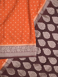 Kora georgette saree for women | Orange | Party wear | Zari border