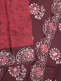 Maheshwari cotton saree dark pink color allover prints & printed border with contrast pallu and printed blouse