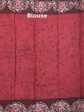 Maheshwari cotton saree dark pink color allover prints & printed border with contrast pallu and printed blouse