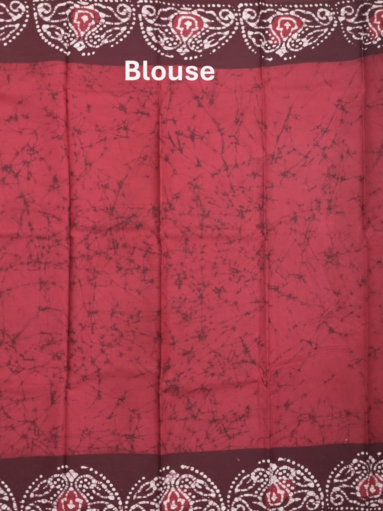 Maheshwari cotton saree dark pink color allover prints & printed border with contrast pallu and printed blouse