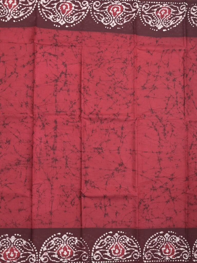 Maheshwari cotton saree dark pink color allover prints & printed border with contrast pallu and printed blouse