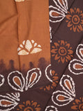 Maheshwari cotton saree brown color allover prints & printed border with contrast pallu and printed blouse