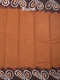 Maheshwari cotton saree brown color allover prints & printed border with contrast pallu and printed blouse