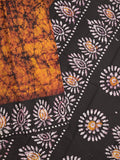 Maheshwari cotton saree mustard yellow color allover prints & printed border with contrast pallu and plain blouse