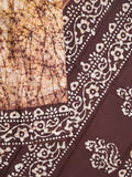 Maheshwari cotton saree cream color allover prints & printed border with contrast pallu and plain blouse