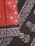 Maheshwari cotton saree red color allover prints & printed border with contrast pallu and plain blouse