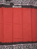 Maheshwari cotton saree red color allover prints & printed border with contrast pallu and plain blouse