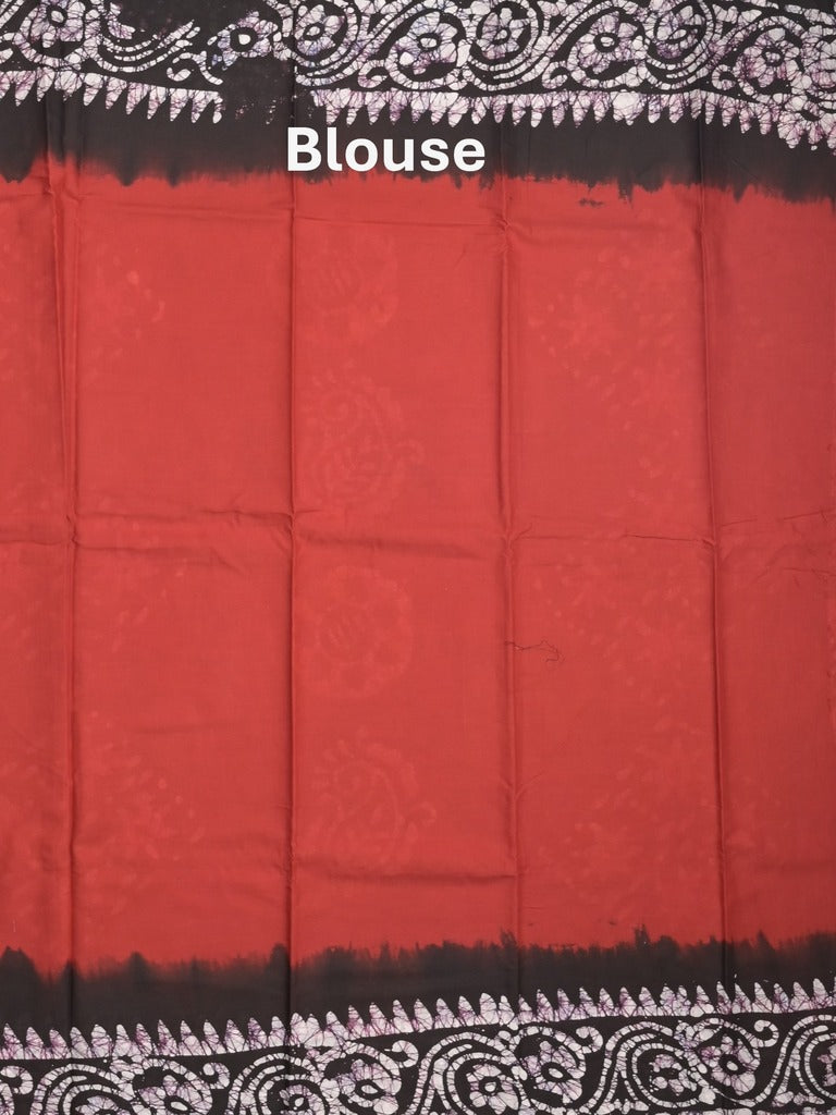 Maheshwari cotton saree red color allover prints & printed border with contrast pallu and plain blouse