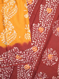 Maheshwari cotton saree yellow color allover prints & printed border with contrast pallu and plain blouse