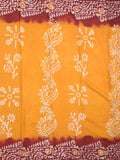 Maheshwari cotton saree yellow color allover prints & printed border with contrast pallu and plain blouse