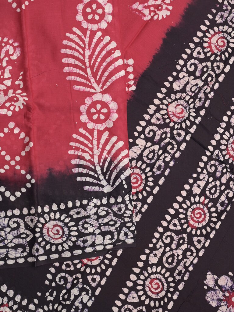 Maheshwari cotton saree pink color allover prints & printed border with contrast pallu and plain blouse