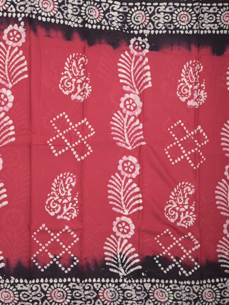 Maheshwari cotton saree pink color allover prints & printed border with contrast pallu and plain blouse