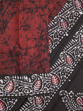 Maheshwari cotton saree dark maroon color allover prints & printed border with contrast pallu and plain blouse